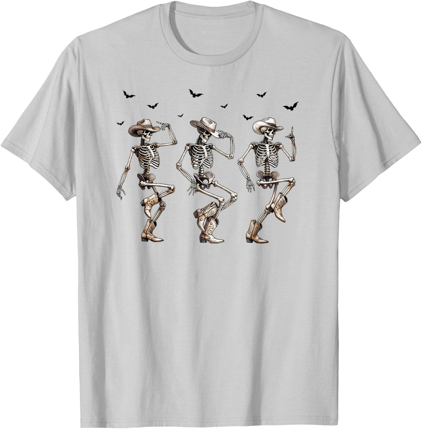 Cowboy Core, Dancing Skeletons, Country Cowgirl, Halloween T-Shirt - T-Shirt | Ash