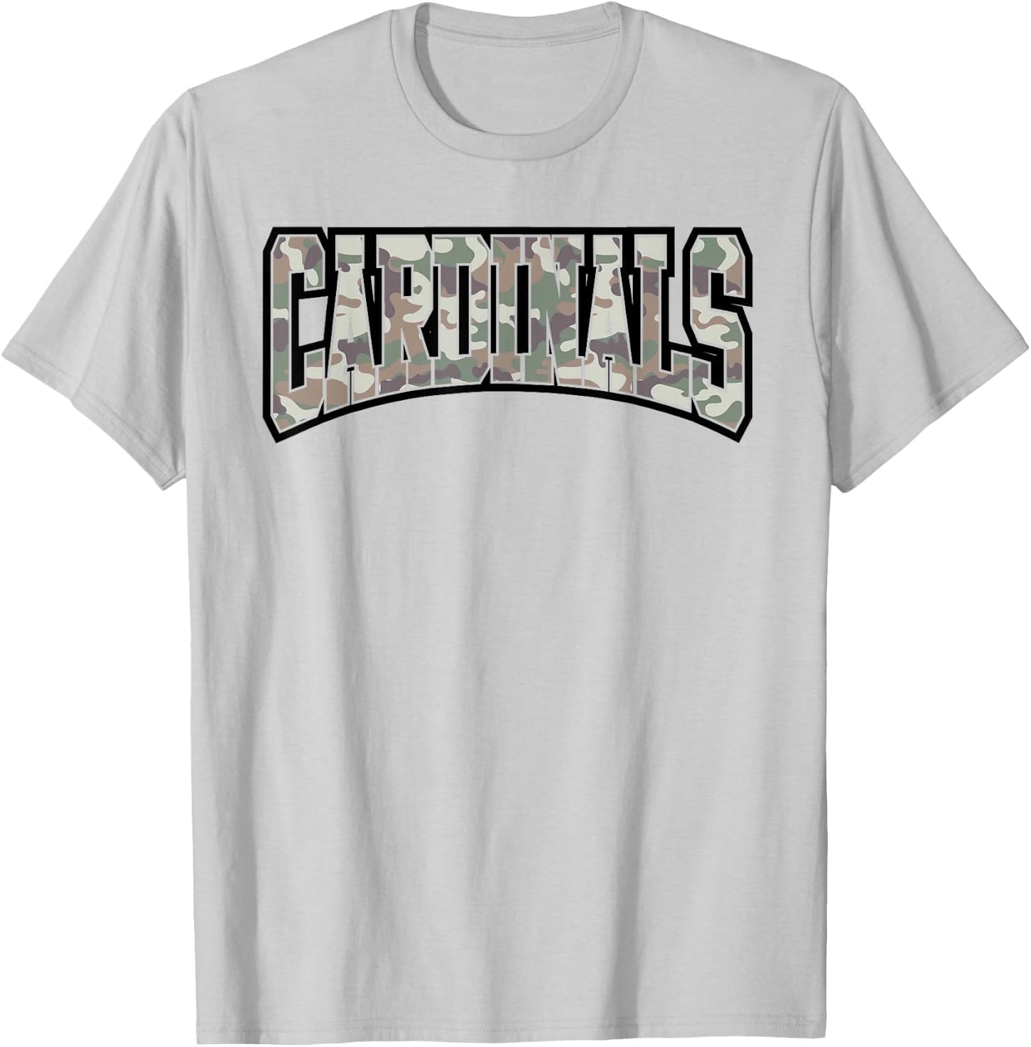 Cardinals Camouflage Word School Spirit Game Day Camo T-Shirt - T-Shirt | Ash
