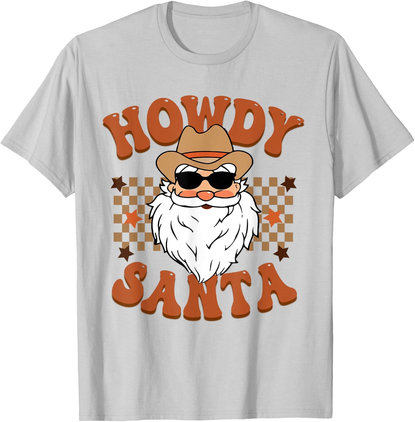 Retro Howdy Santa Cowboy Cowgirl Western Howdy Christmas T-Shirt - T-Shirt | Ash