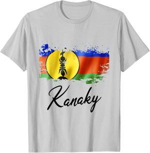 Flag Kanak New Caledonia Grunge Man Woman Child , Blue, S T-Shirt - T-Shirt | Ash