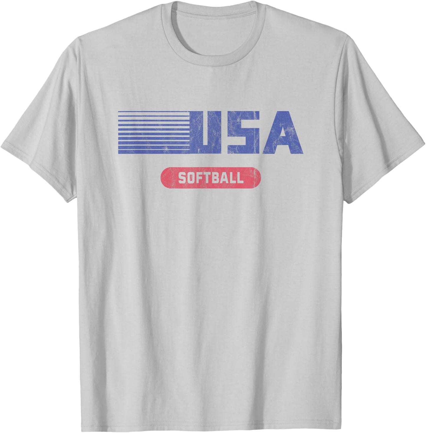 Retro USA 2020 Team American Softball Vintage T-Shirt - T-Shirt | Ash