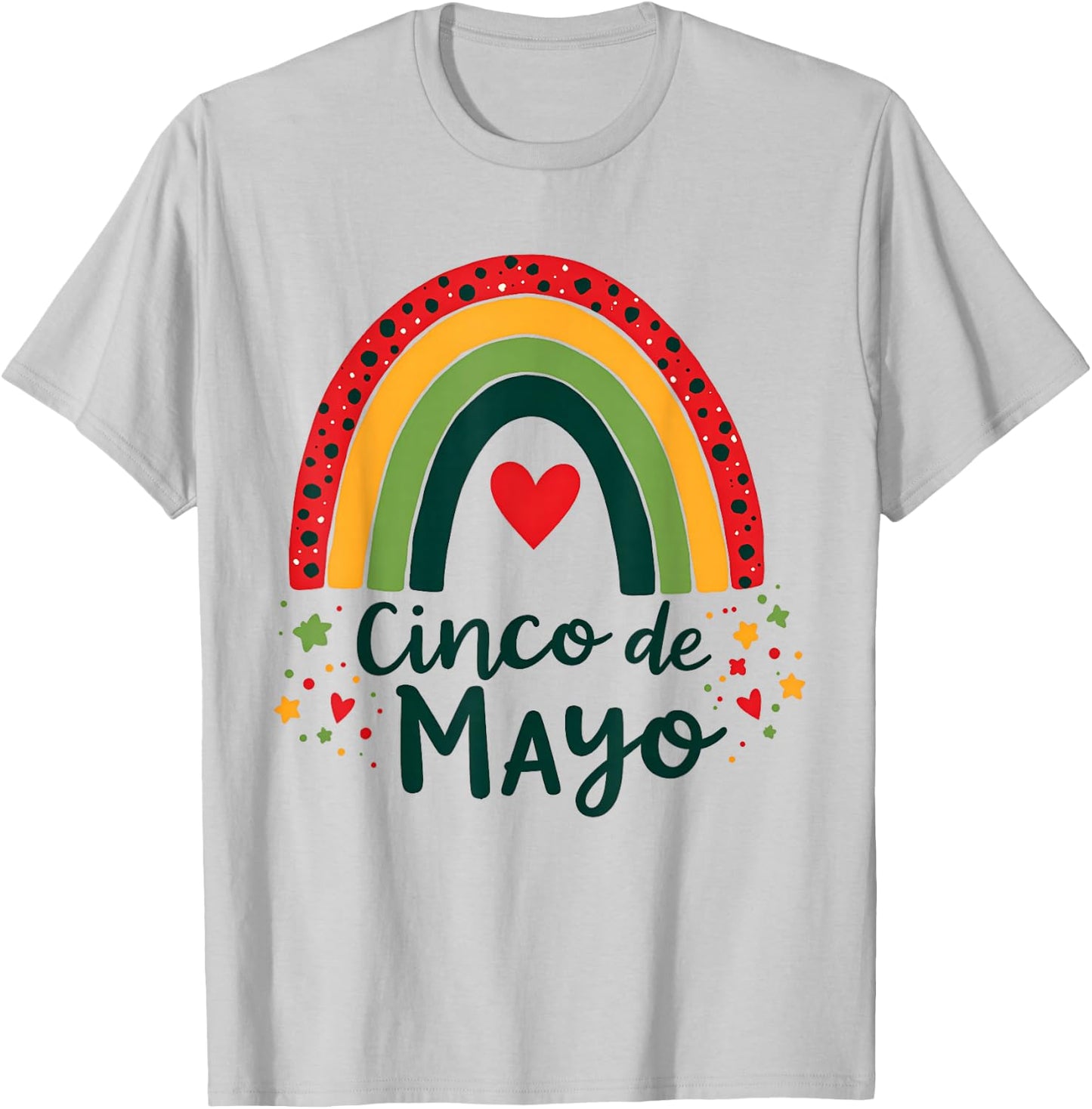 Cinco De Mayo Mexican Rainbow Leopard Teacher Mexico Themed T-Shirt - T-Shirt | Ash