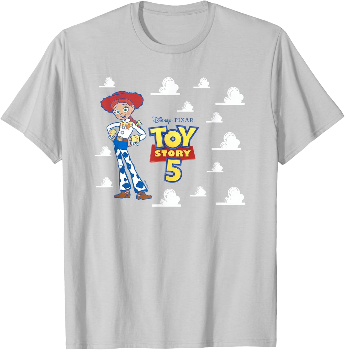Disney Pixar Toy Story 5 Jessie and Logo Poster with Clouds T-Shirt - T-Shirt | Ash