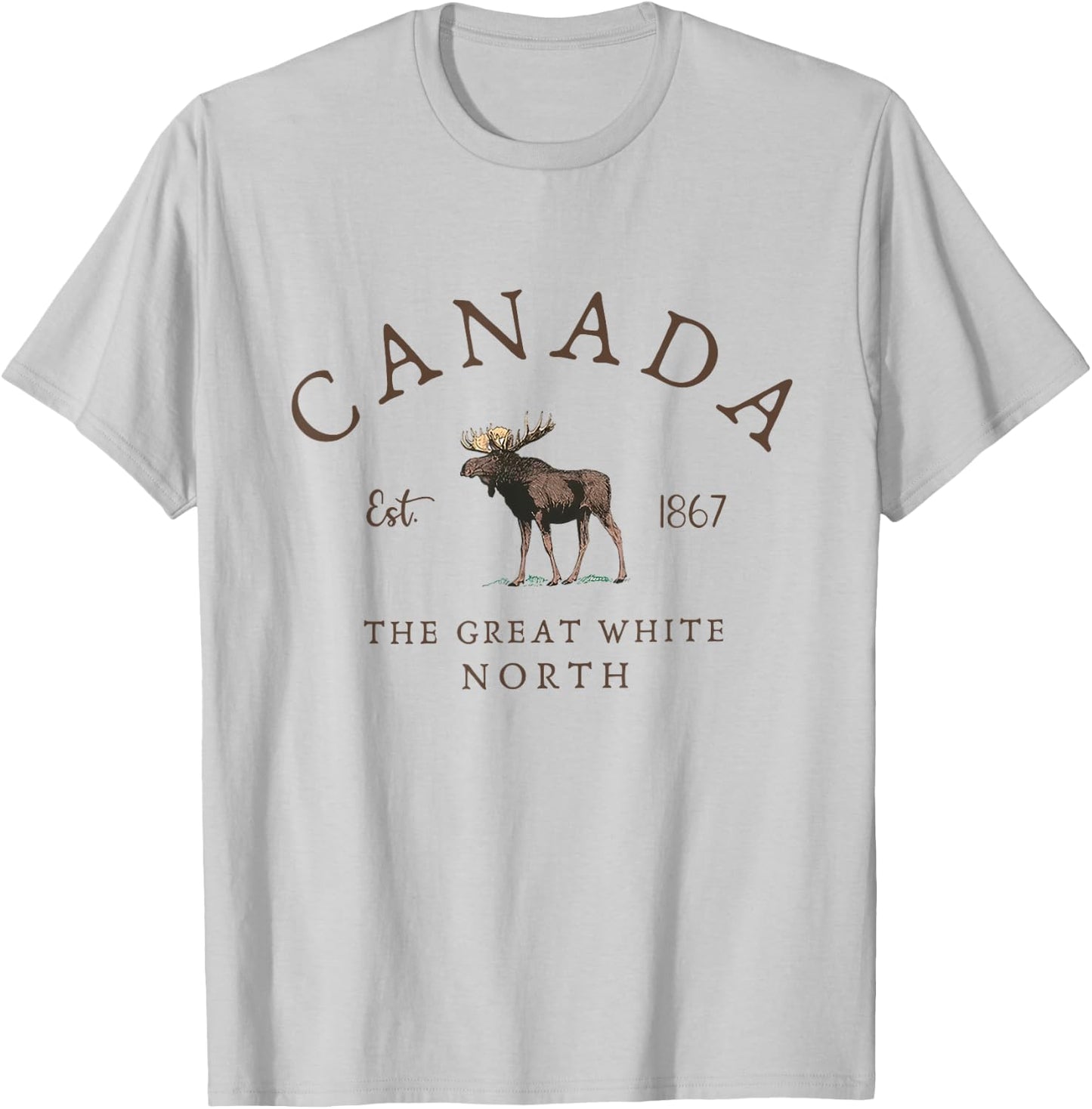 Vintage Moose Canada 1867 The Great White North Canada Day T-Shirt - T-Shirt | Ash