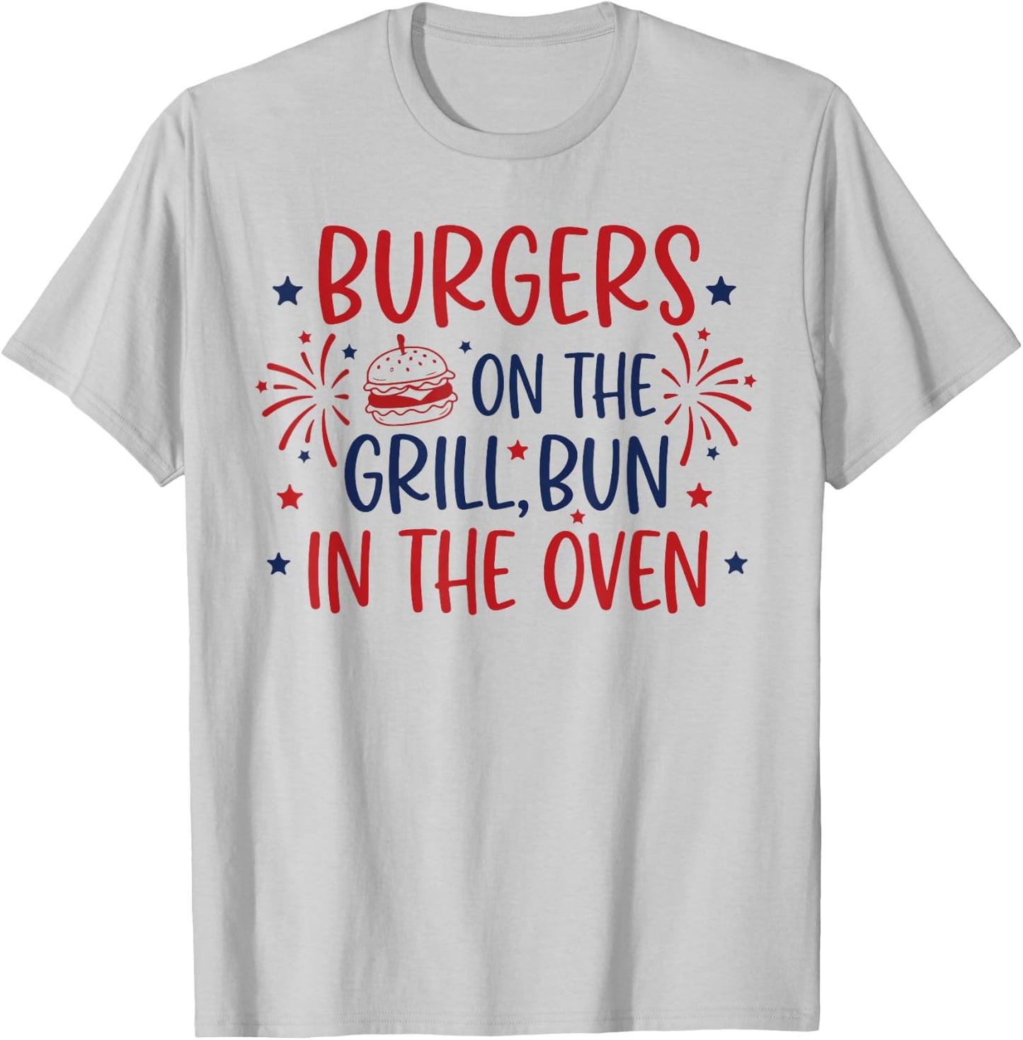 Retro Burgers On The Grill Bun in The Oven Pregnant T-Shirt - T-Shirt | Ash