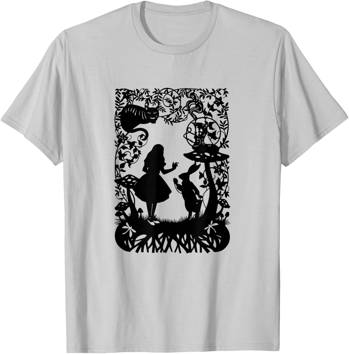 Alice im Wunderland mit Katze und Hase T-Shirt - T-Shirt | Ash