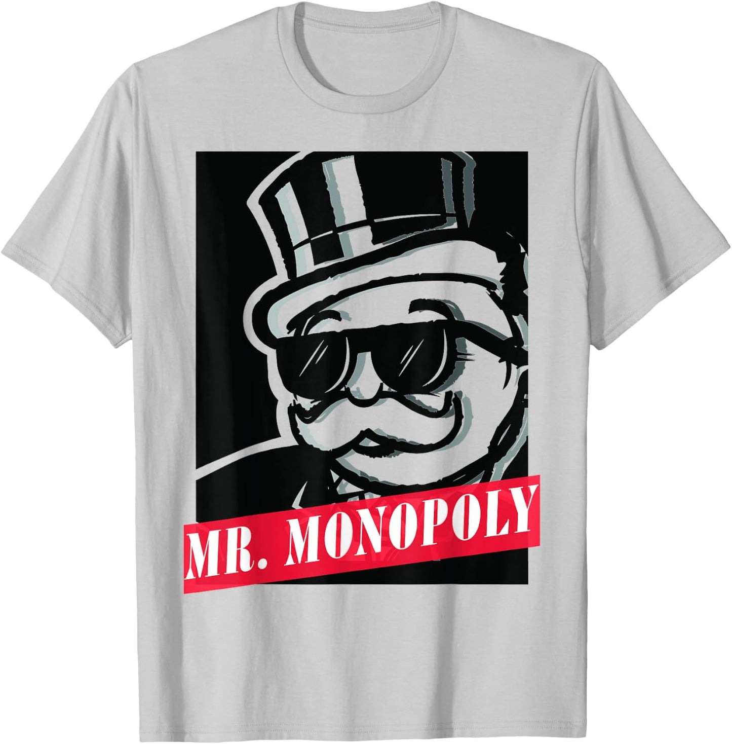 Monopoly Rich Uncle Pennybags Graphic Logo Poster T-Shirt - T-Shirt | Ash