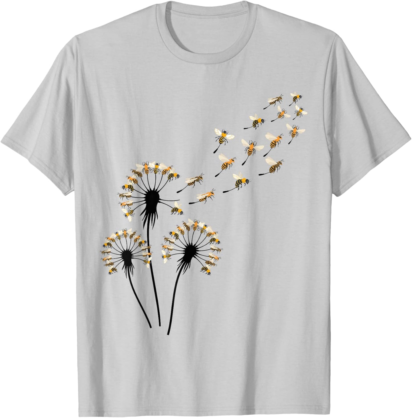 Bee Shirts Dandelion Bee Shirt for Bee Lover | Blue Floral T-Shirt - T-Shirt | Ash