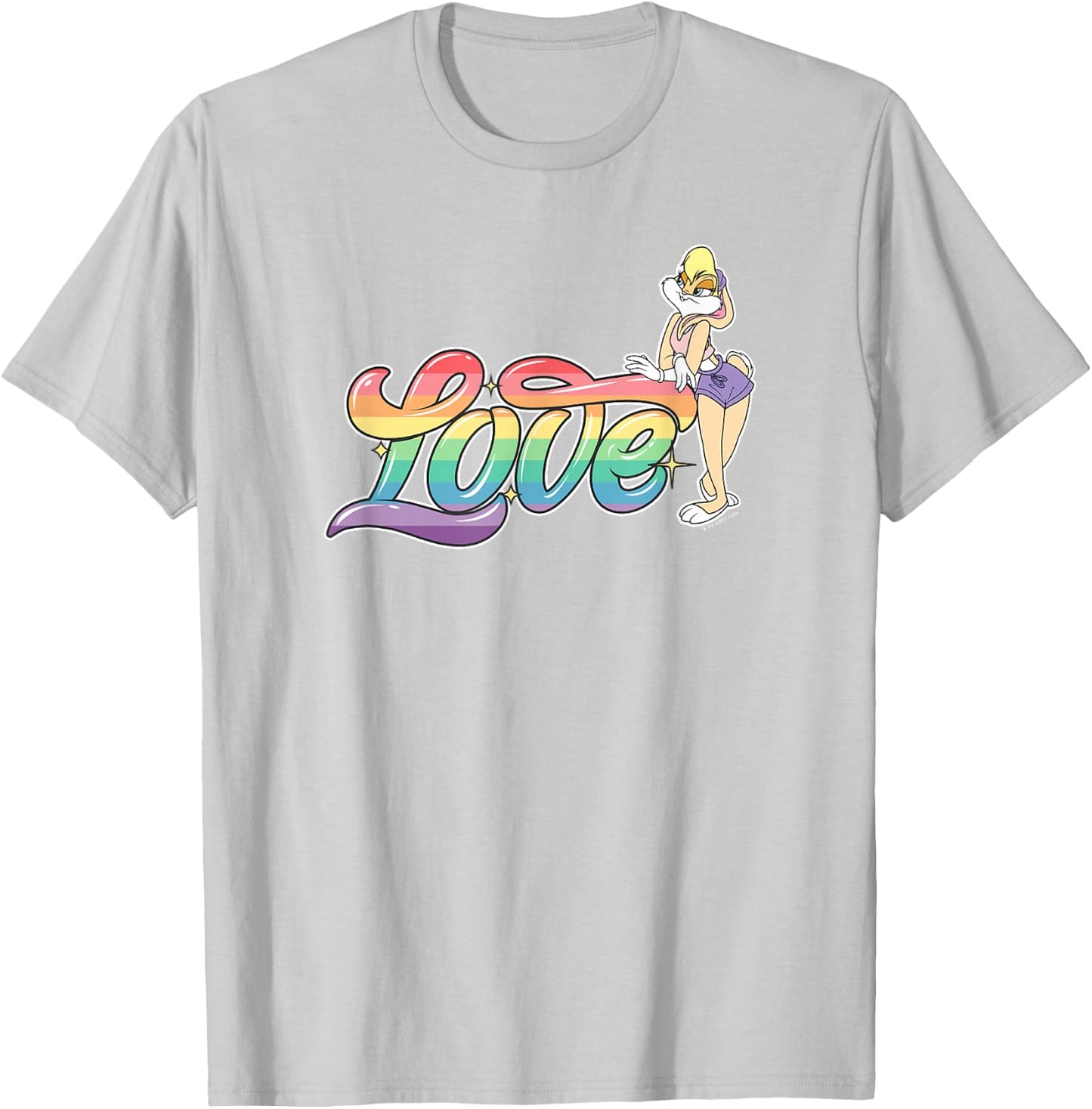 Looney Tunes Lola Bunny Love Cursive Rainbow T-Shirt - T-Shirt | Ash