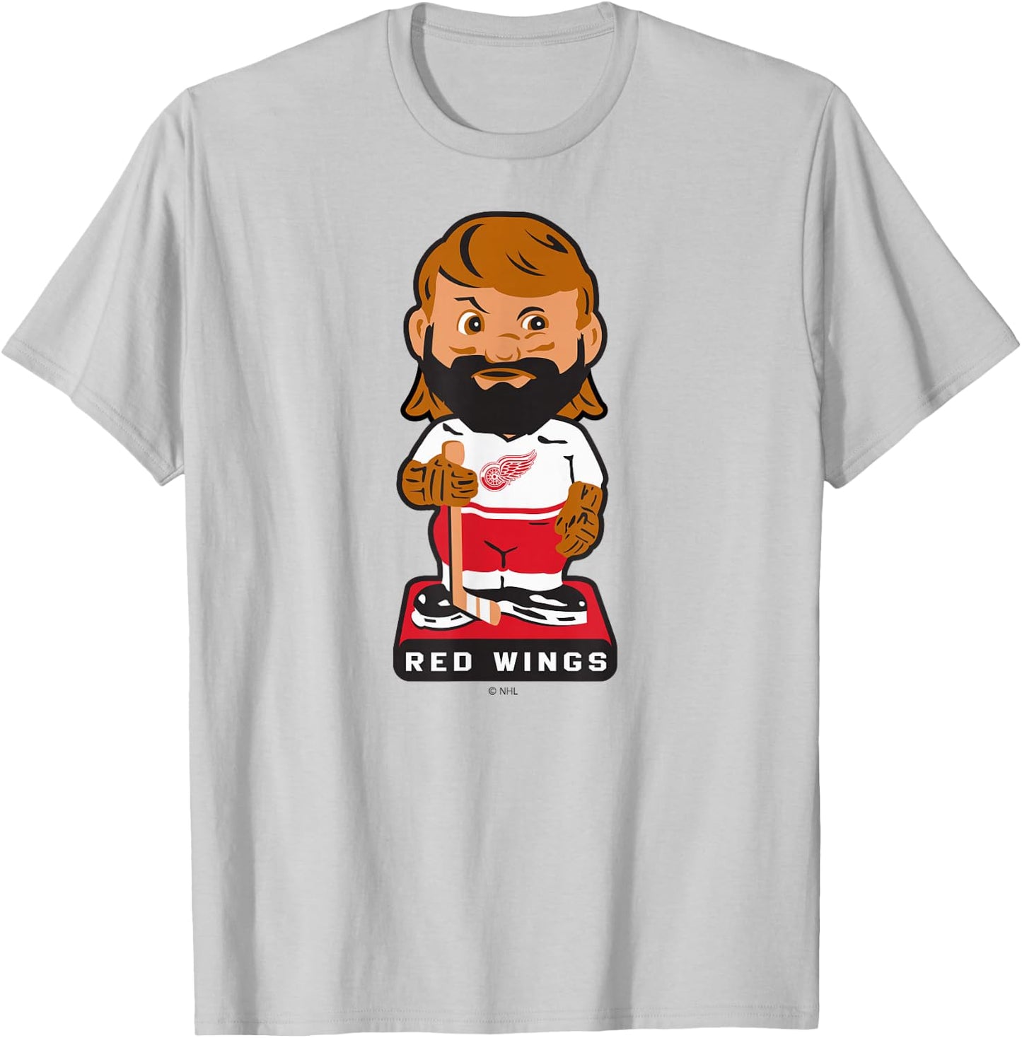 Detroit Red Wings Bobblehead Gray Officially Licensed T-Shirt - T-Shirt | Ash