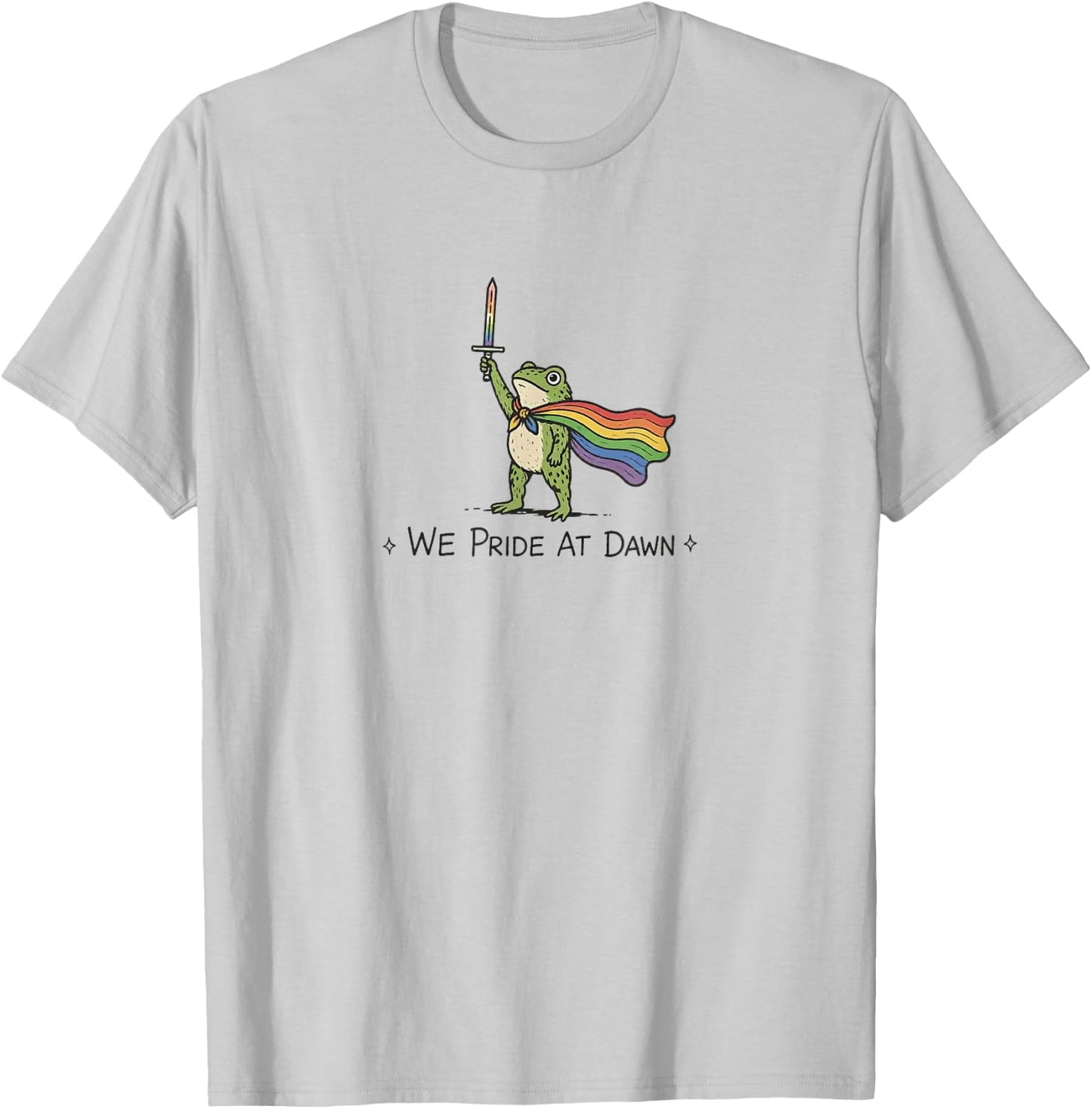 Funny LGBTQ Month We Pride At Dawn Frog Warrior Rainbow T-Shirt - T-Shirt | Ash
