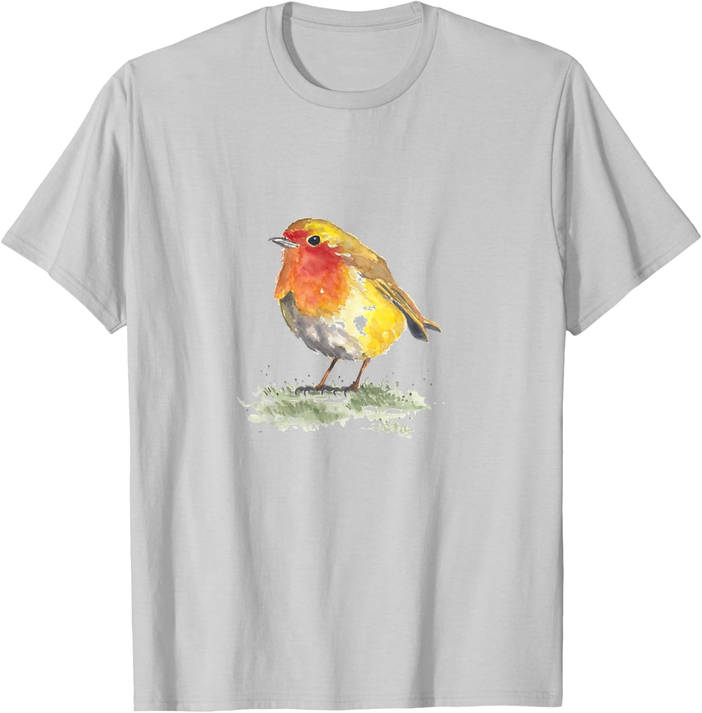 Robin Bird Motif, Print Gift , White, s T-Shirt - T-Shirt | Ash