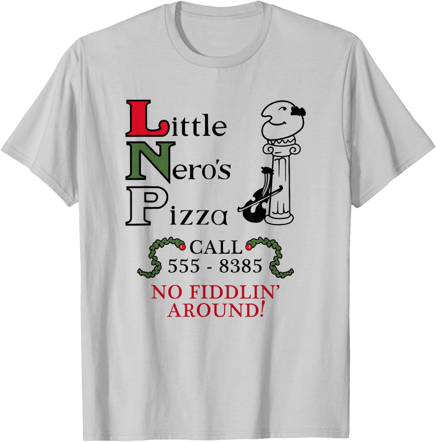 Wayward Little Nero's Pizza -Adults White Short Sleeve Classic Fit Small T-Shirt - T-Shirt | Ash