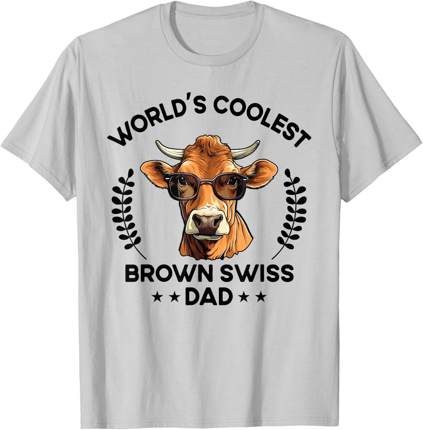 World's Coolest Cow Dad Papa - Men Farmer Brown Swiss T-Shirt - T-Shirt | Ash
