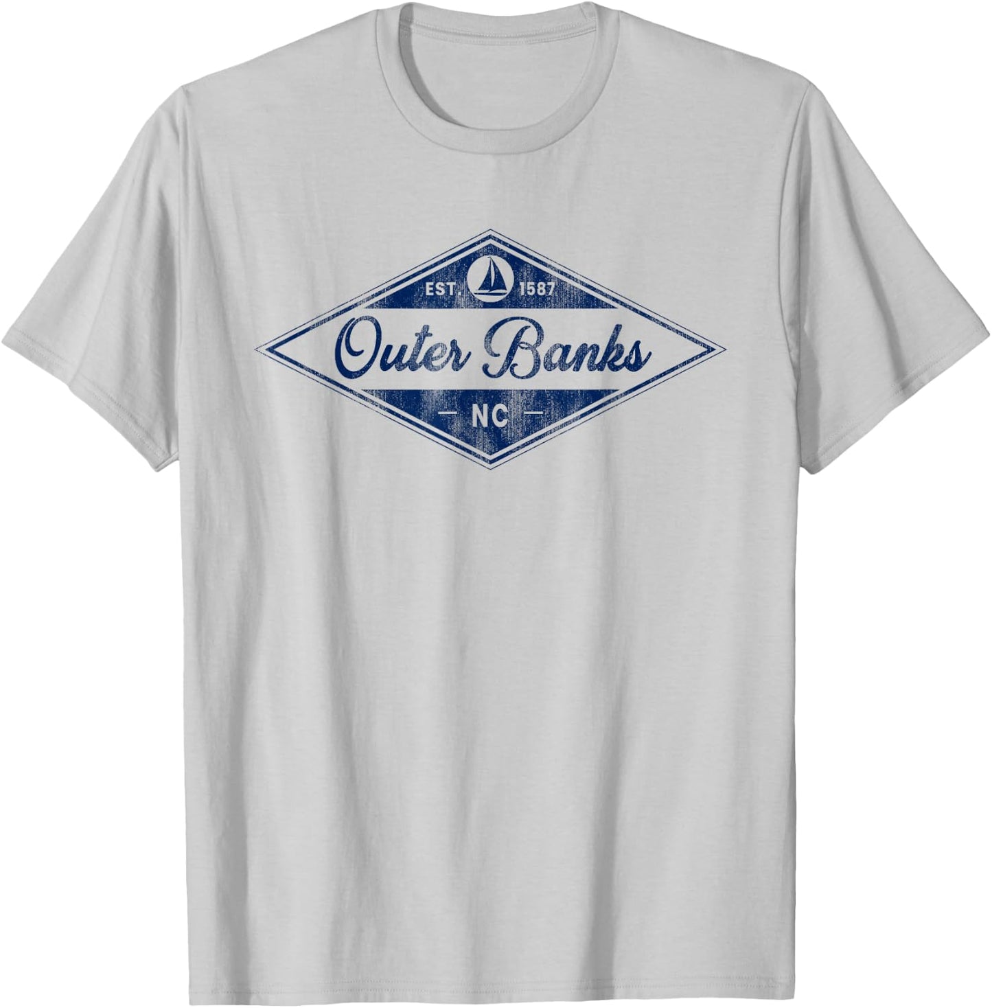 Vintage Outer Banks Est 1587 OBX North Carolina NC Boating T-Shirt - T-Shirt | Ash