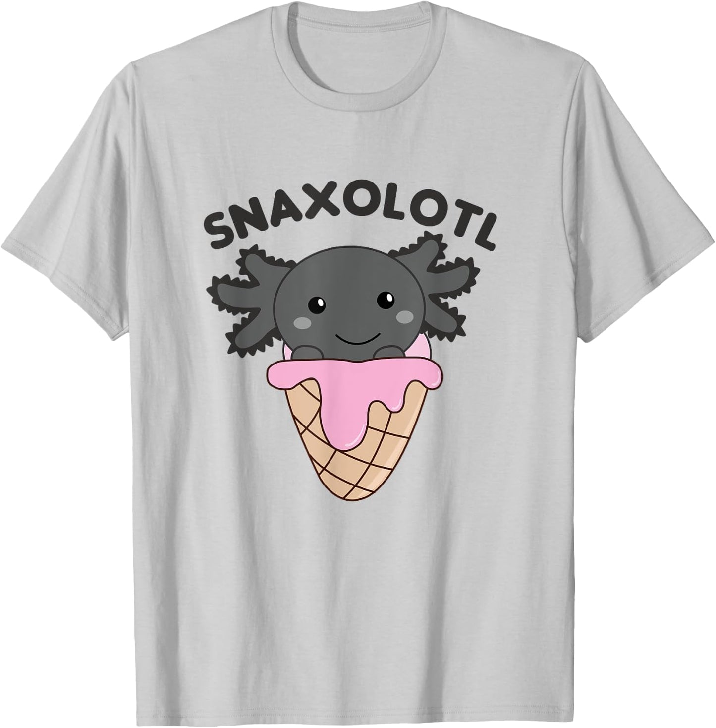 Snacks Pun Snaxolotl Ice Cream Axolotl Men Women Kids T-Shirt - T-Shirt | Ash
