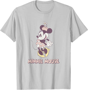 Disney Minnie Mouse Cute Pose Vintage Portrait T-Shirt - T-Shirt | Ash