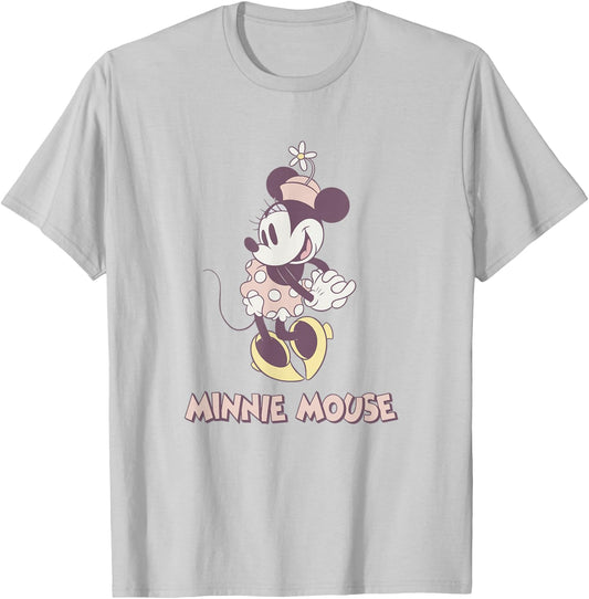 Disney Minnie Mouse Cute Pose Vintage Portrait T-Shirt - T-Shirt | Ash