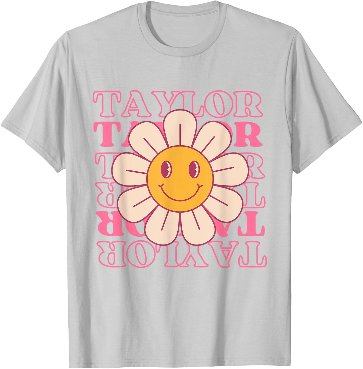 Girl Retro TAYLOR First Name Personalized Groovy Birthday T-Shirt - T-Shirt | Ash