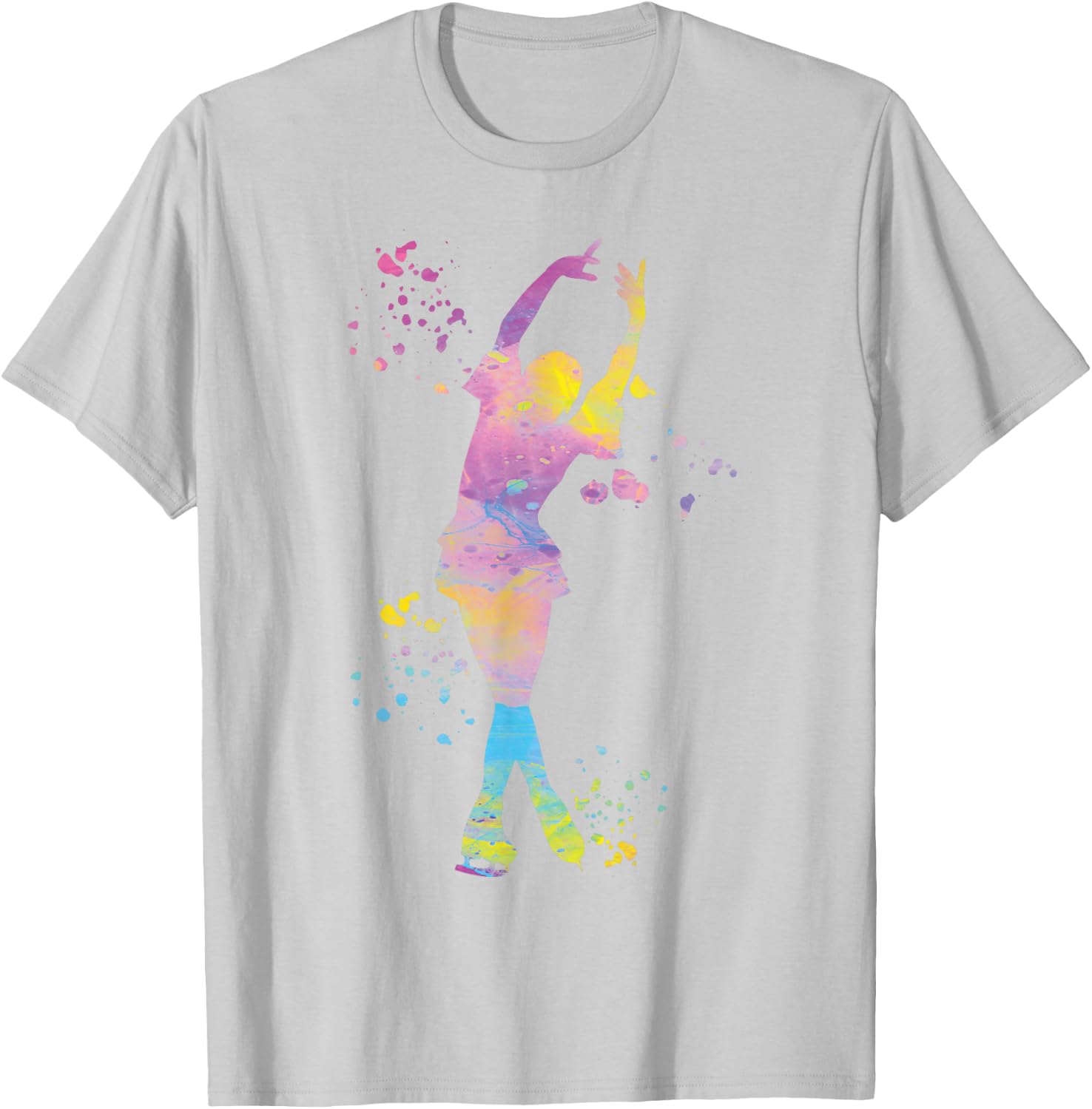 Ice Skater Colorful Figure Skating for Girls , white, S T-Shirt - T-Shirt | Ash