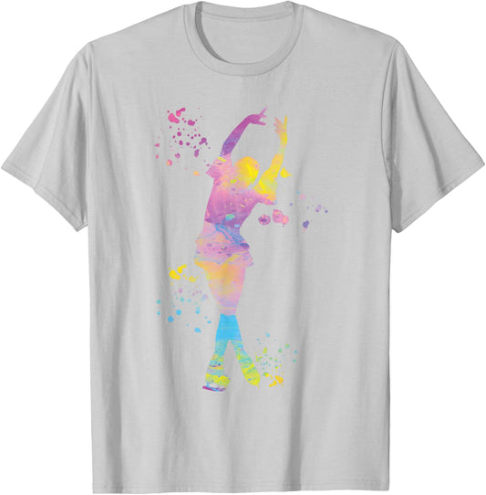 Ice Skater Colorful Figure Skating for Girls , white, S T-Shirt - T-Shirt | Ash