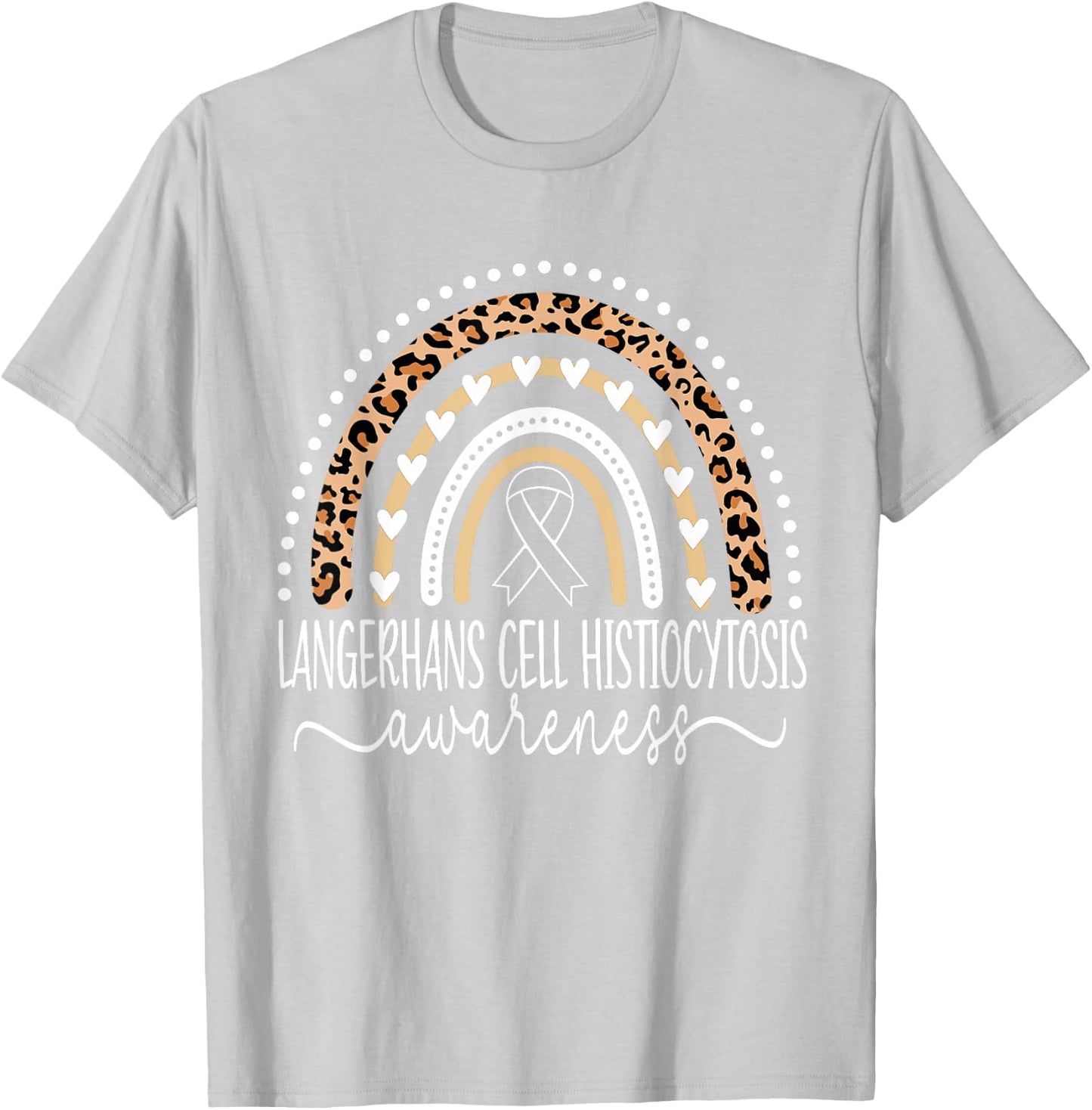 Langerhans Cell Histiocytosis LCH Awareness Leopard Rainbow T-Shirt - T-Shirt | Ash