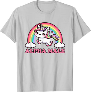Funny Ironic Men Cute Alpha Male Unicorn T-Shirt - T-Shirt | Ash