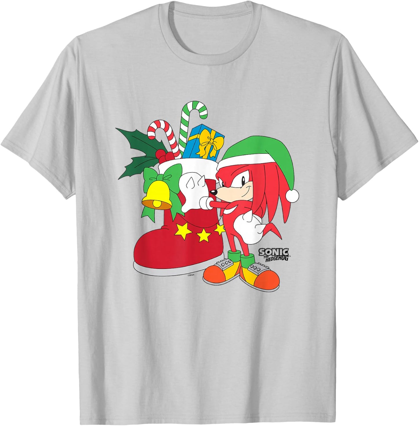 Sonic The Hedgehog Christmas Knuckles The Echidna Presents T-Shirt - T-Shirt | Ash