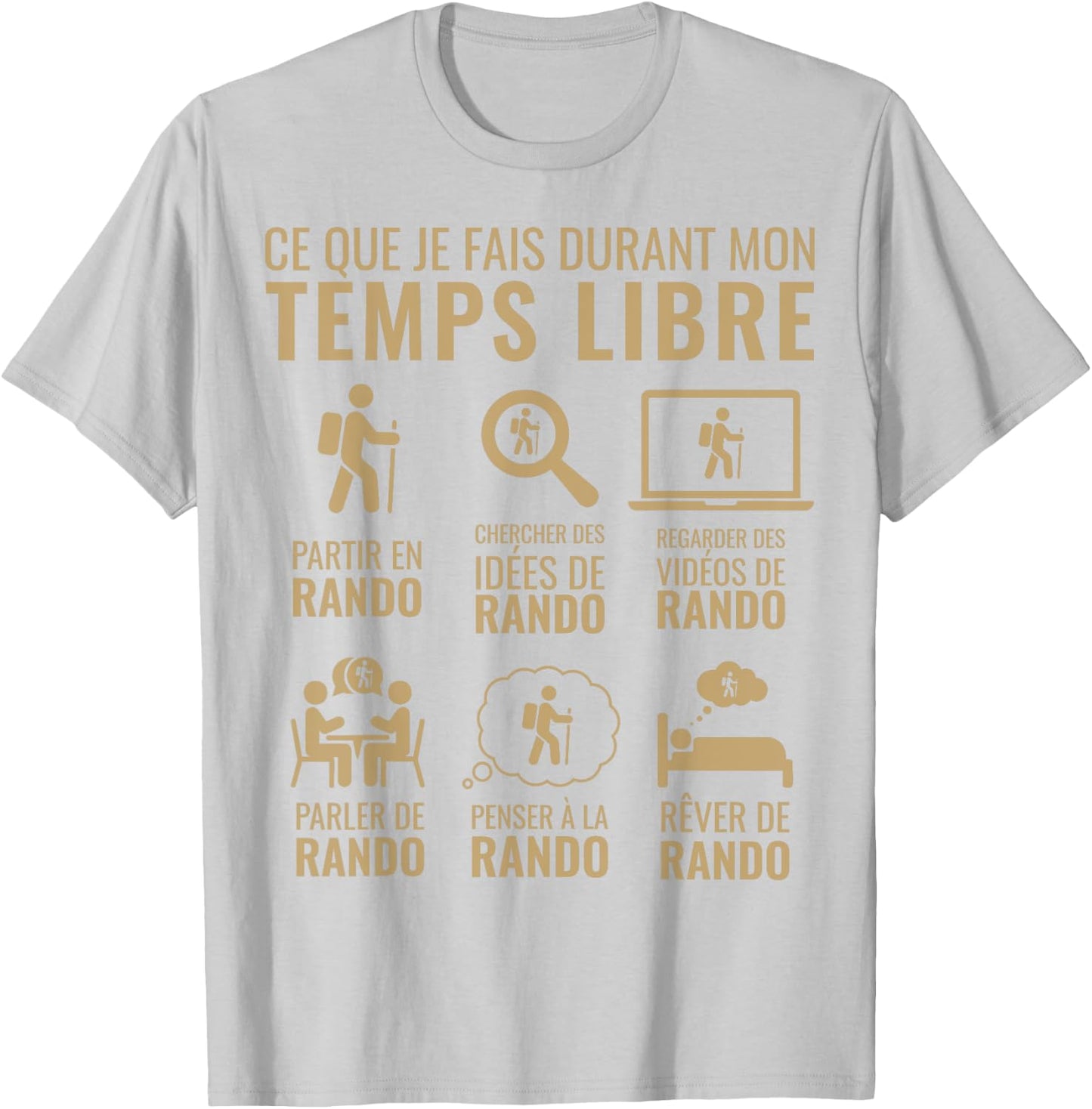 Funny Christmas Gift Mountain Hiking Free Time Hiking T-Shirt - T-Shirt | Ash