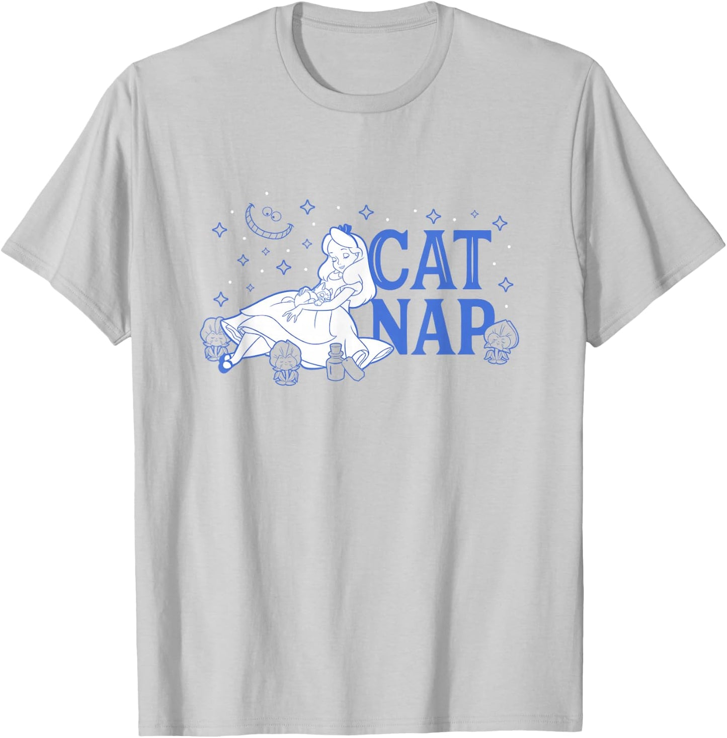 Disney Alice in Wonderland Cat Nap Surrounded by Pansies T-Shirt - T-Shirt | Ash