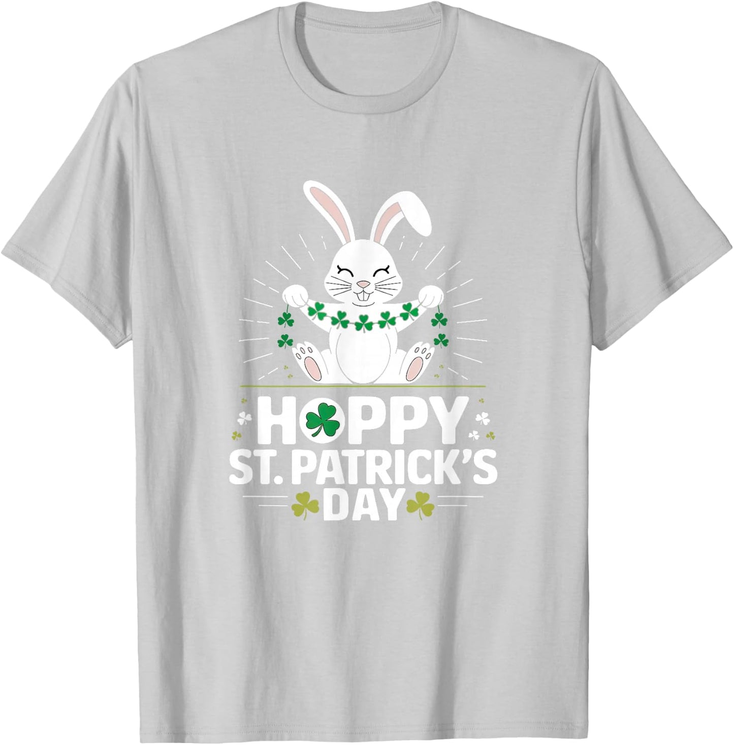 Hoppy St. Patrick's Day - Bunny Rabbit with Shamrocks T-Shirt - T-Shirt | Ash