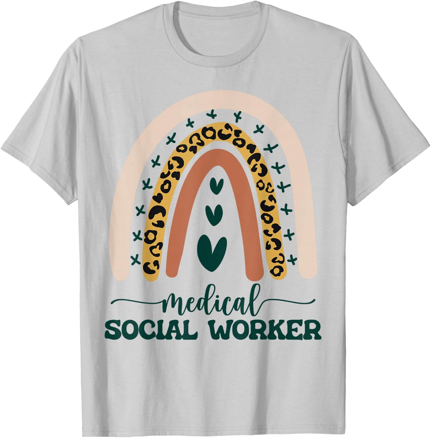 Medical Social Worker LCSW Therapist Boho Rainbow Leopard T-Shirt - T-Shirt | Ash