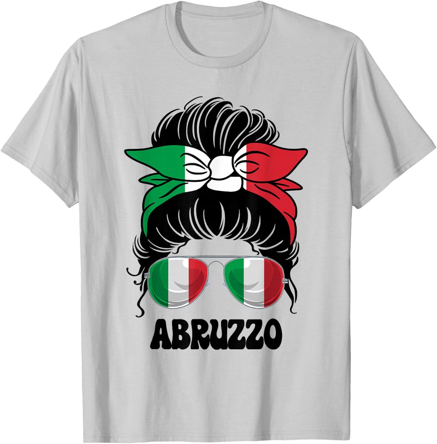 Abruzzo Italy Italian Girl Messy Hair Italy Pride Patriotic T-Shirt - T-Shirt | Ash