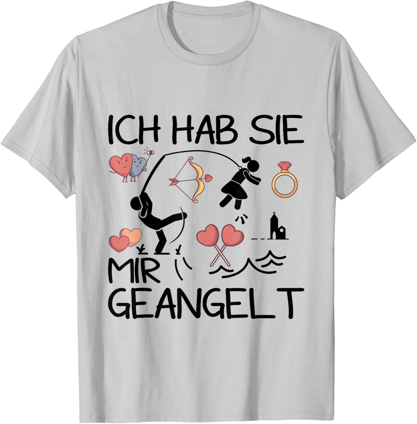 Verlobung Verkünden Ich Hab Sie Mir Geangelt JGA Frauen T-Shirt - T-Shirt | Ash