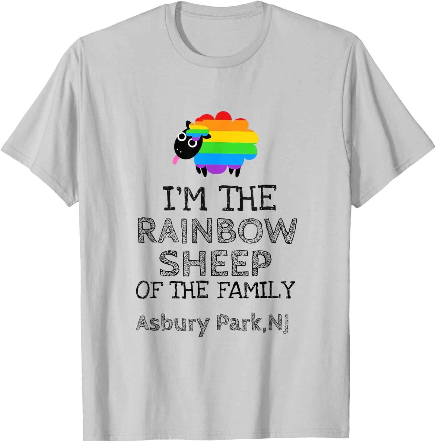 Gay By Birth Proud by Choice Asbury Park NJ Rainbow Sheep T-Shirt - T-Shirt | Ash