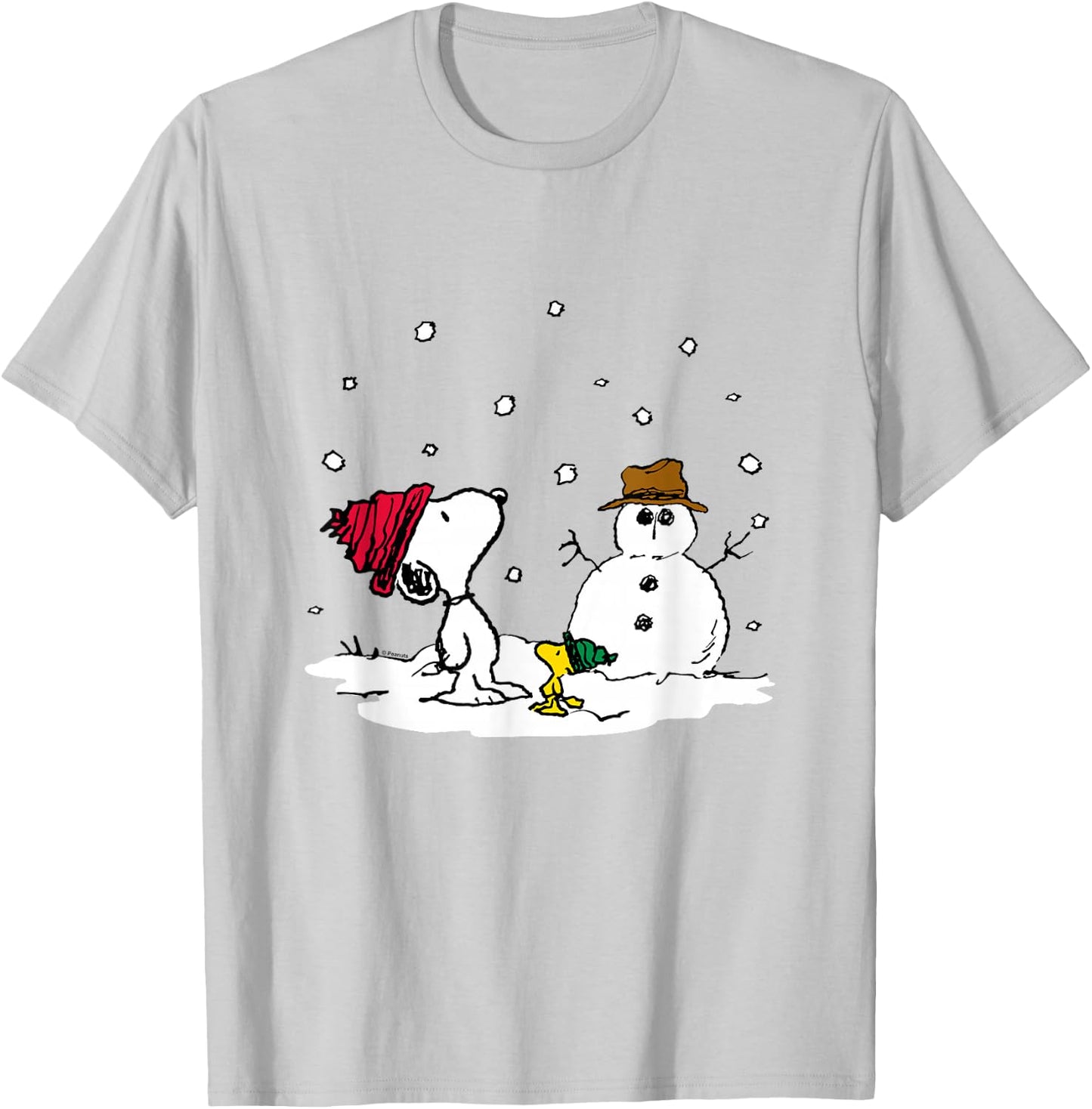 Peanuts - Snoopy Woodstock Snowman , blue T-Shirt - T-Shirt | Ash