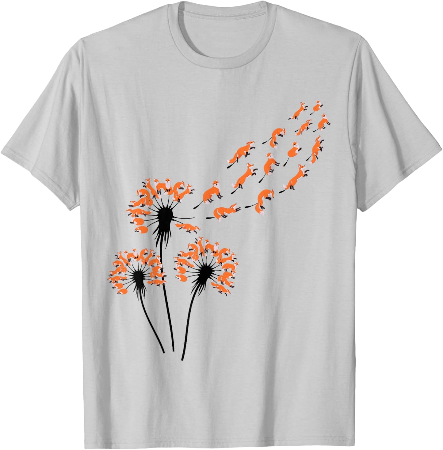 Flower Dandelion Foxes for Fox Lover | Fox T-Shirt - T-Shirt | Ash