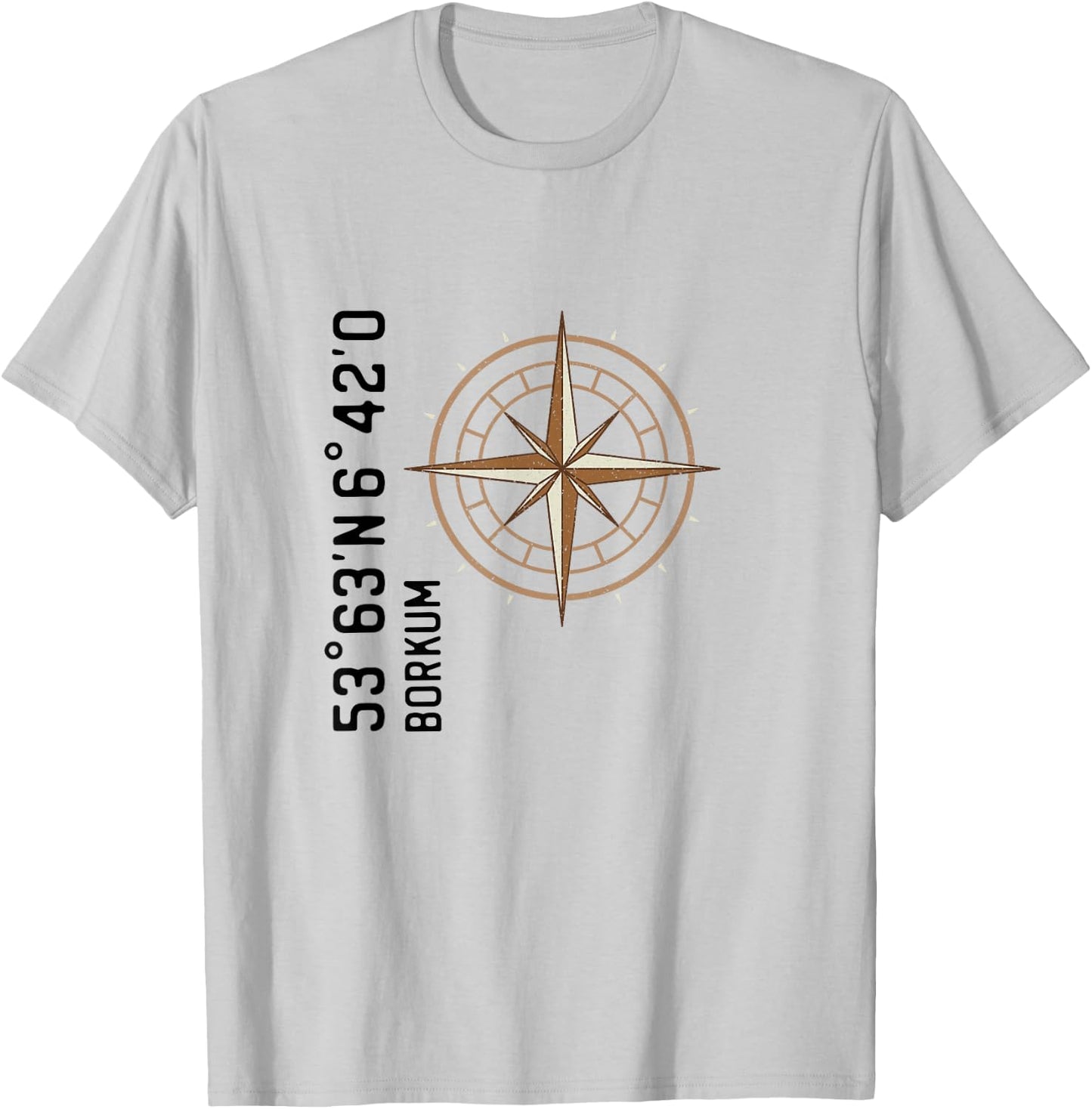 Borkum Koordinaten Design Kompass für einen Urlauber, Borkum T-Shirt - T-Shirt | Ash