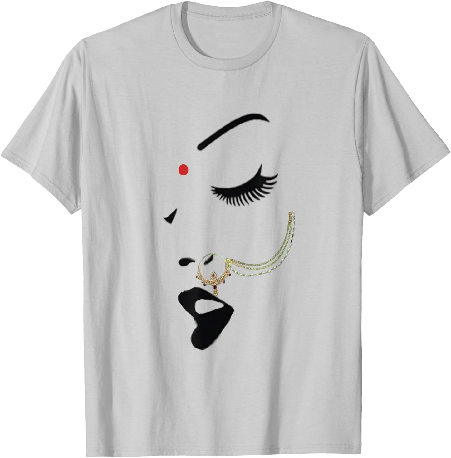 Indian desi Girl Nose Ring Bollywood Style Women Empowerment T-Shirt - T-Shirt | Ash