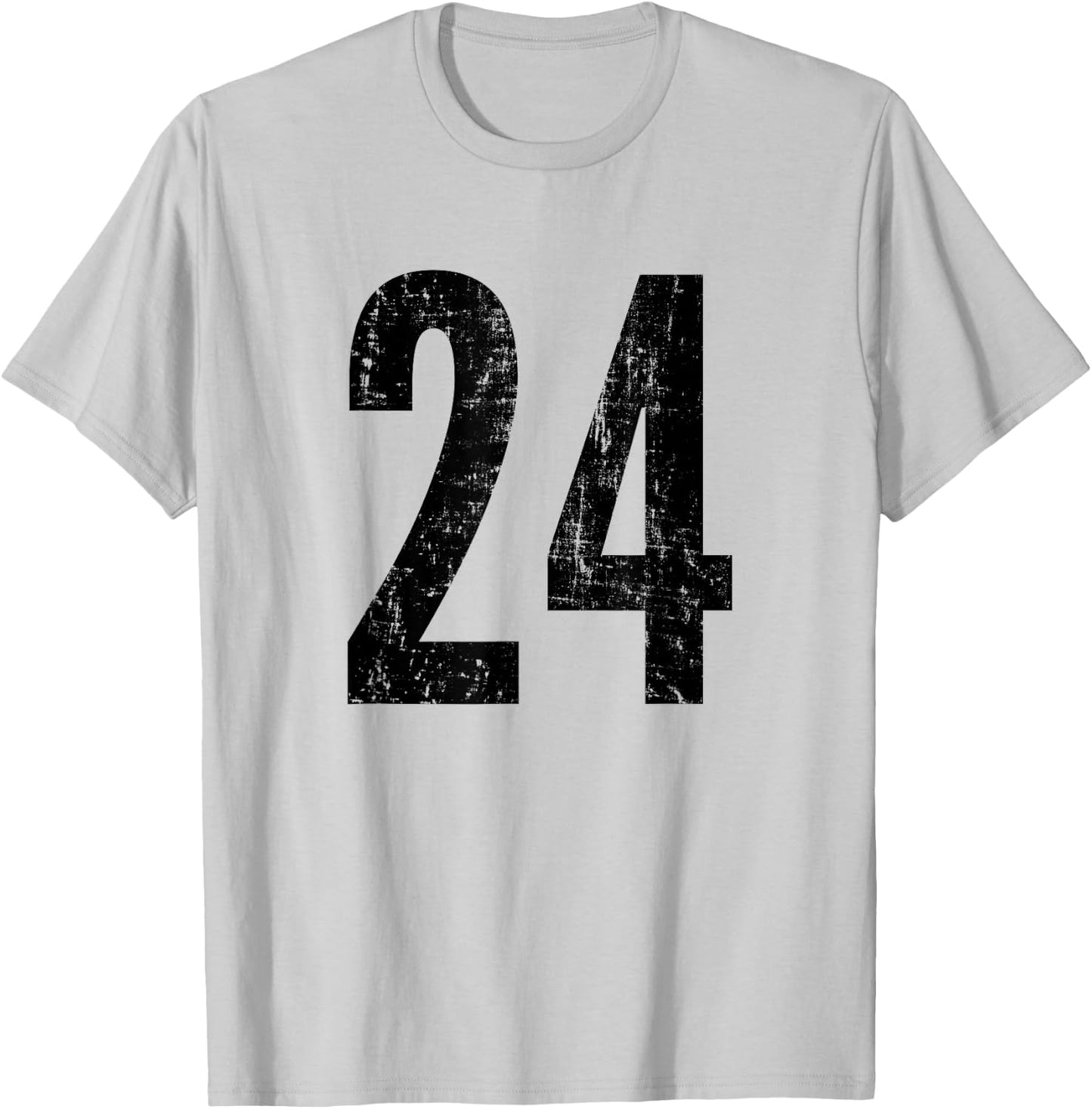Number 24 Distressed Vintage Twenty Four Sports Practice T-Shirt - T-Shirt | Ash