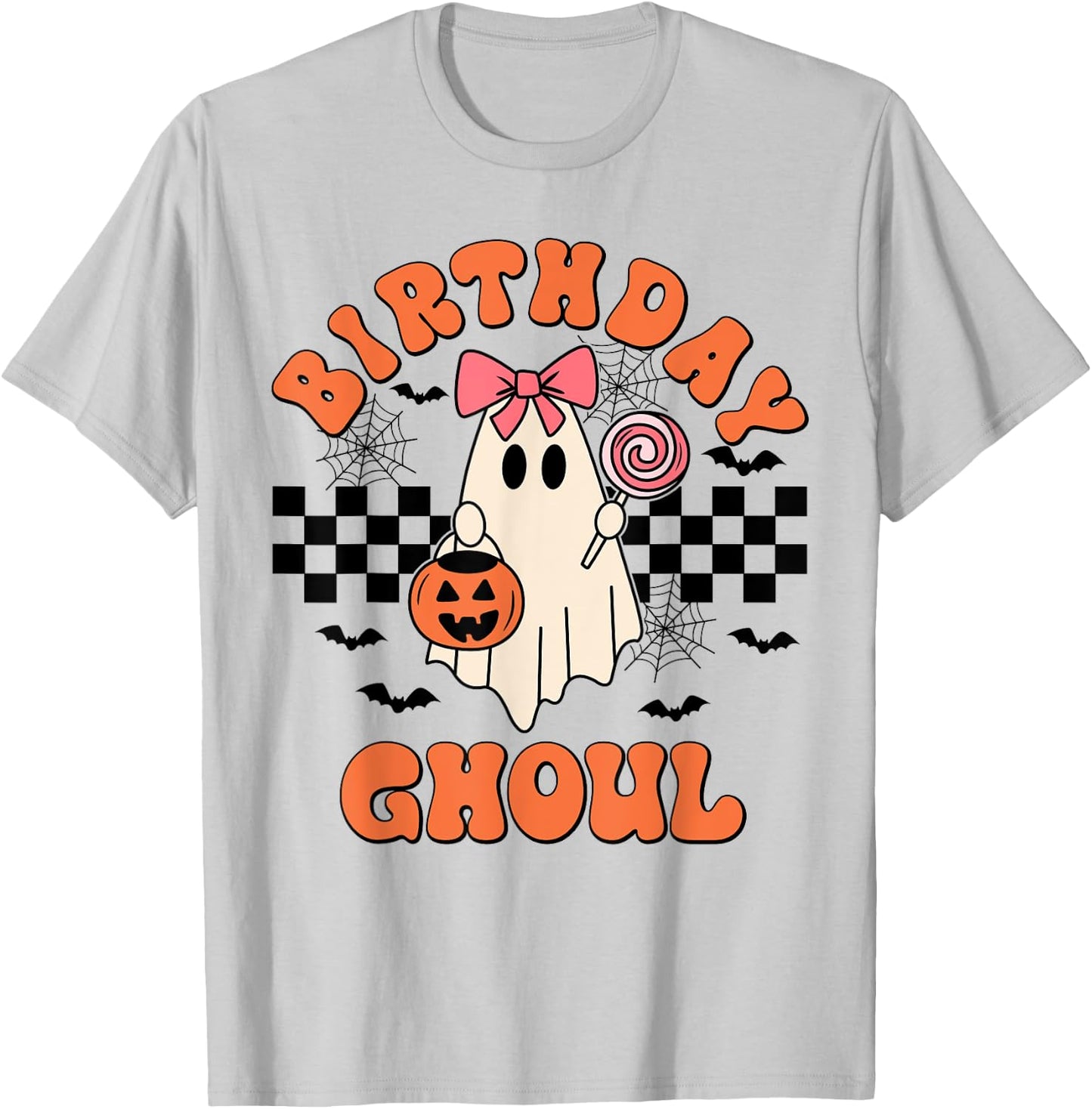 Birthday Ghoul Spooky Season Groovy Halloween Girls Kids T-Shirt - T-Shirt | Ash