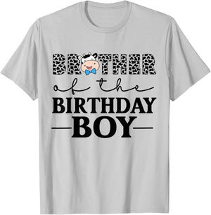Brother of The Birthday Boy Farm Cow Themed Family Matching T-Shirt - T-Shirt | Ash
