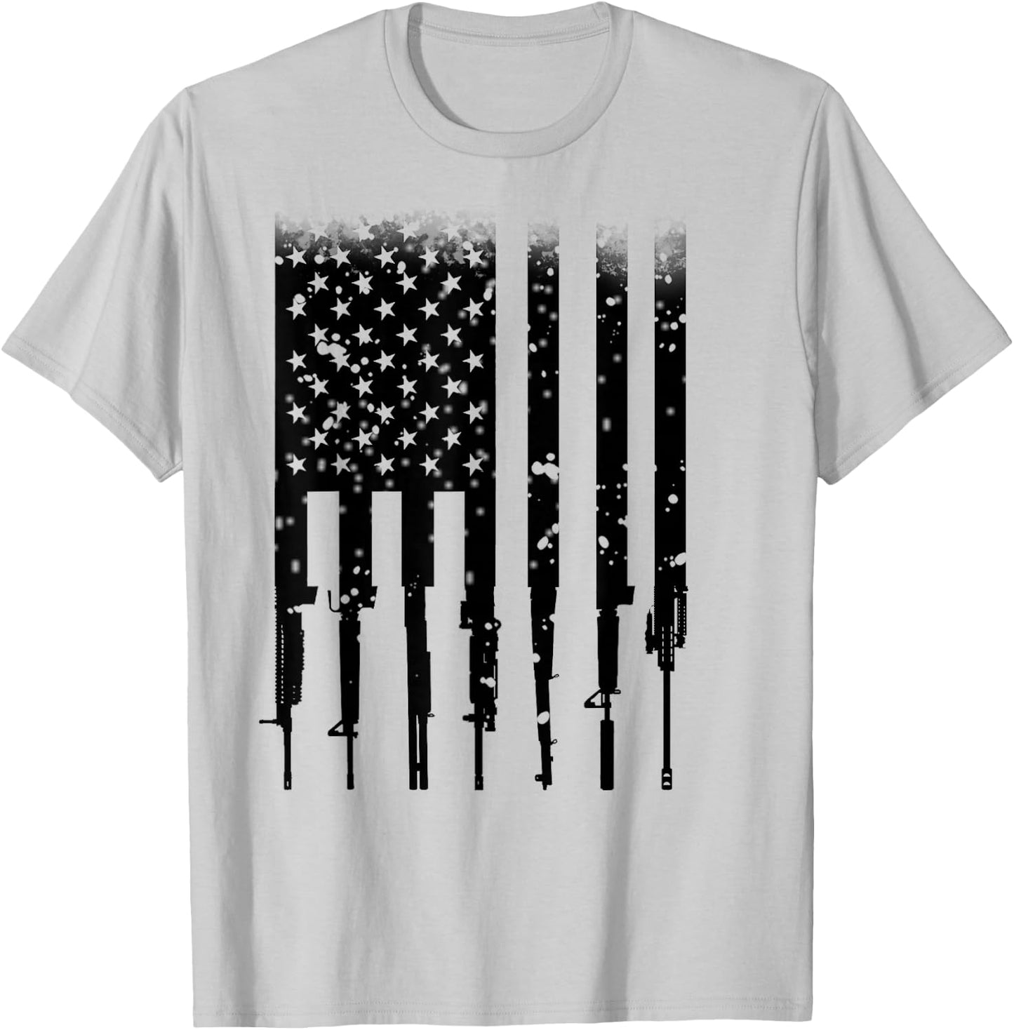 Home of the Brave Bullet Riddled American Rifle Flag - Men's Grey Small Classic Fit Short Sleeve T-Shirt - T-Shirt | Ash