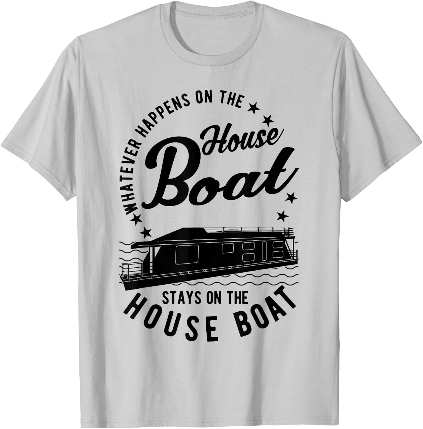 Houseboat with German Text "Was auch immer auf dem Hausboat" (Was auch immer, gray, s T-Shirt - T-Shirt | Ash