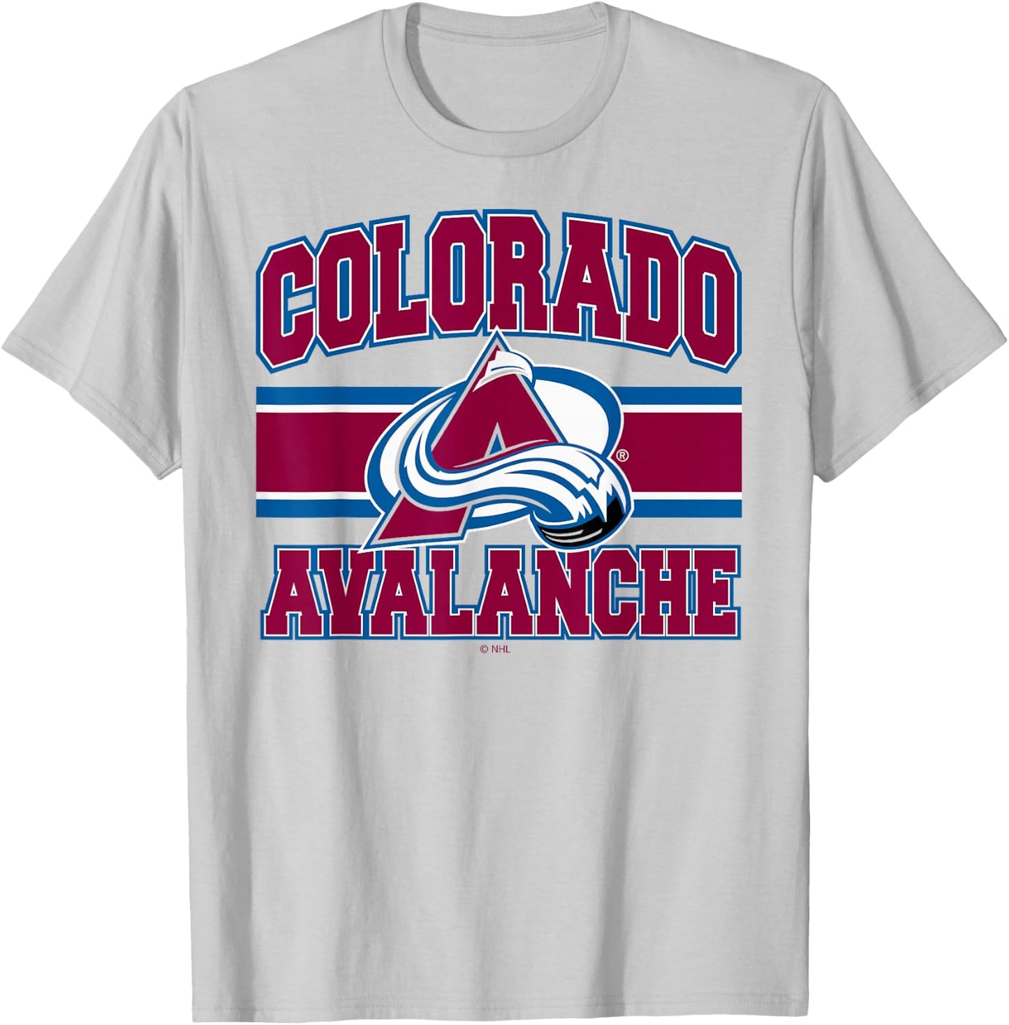 Colorado Avalanche Stripe Heather Gray Officially Licensed T-Shirt - T-Shirt | Ash
