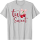 Two Sweet 2nd Birthday Girl Coquette Cherry Bow Party T-Shirt - T-Shirt | Ash