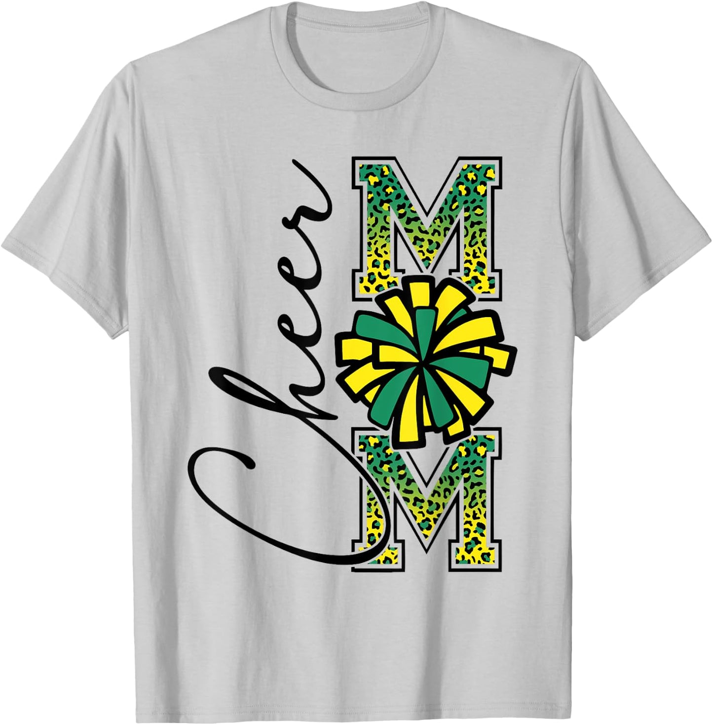 Football Cheer Mom Shirt Green Yellow Leopard Cheer T-Shirt - T-Shirt | Ash