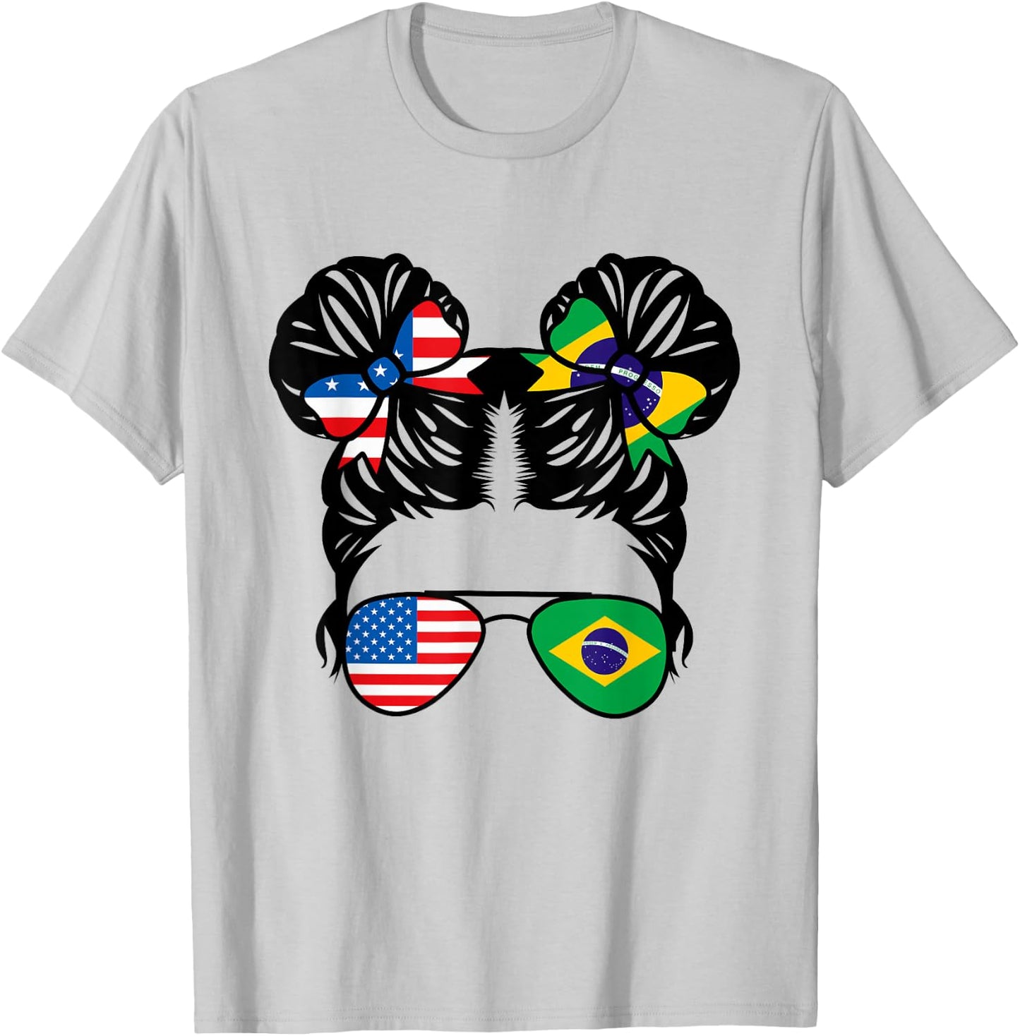 Half American Half Brazilian Girl USA Brazil Flag Patriot Small T-Shirt - T-Shirt | Ash