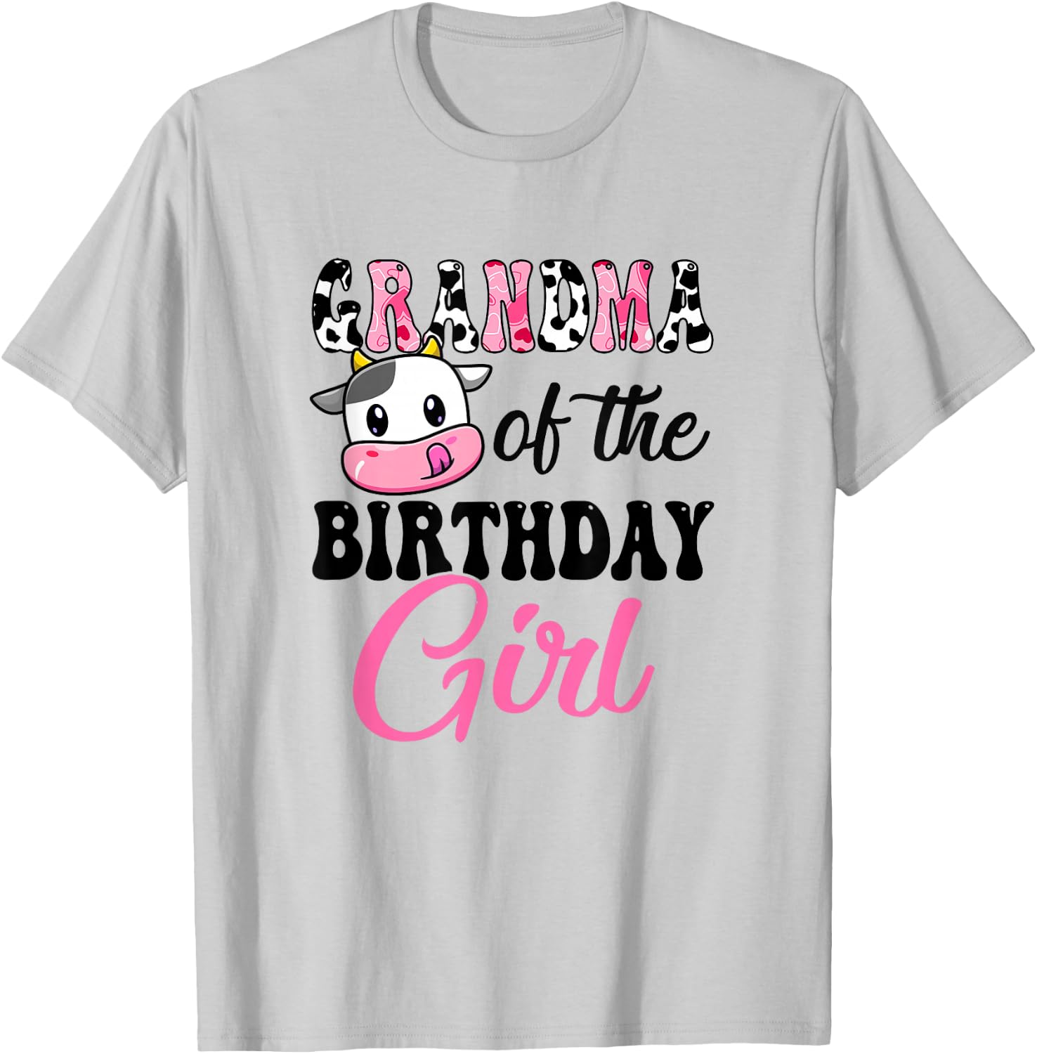 Grandma Of The Birthday Girl Cow Farm 1St Birthday Girl T-Shirt - T-Shirt | Ash