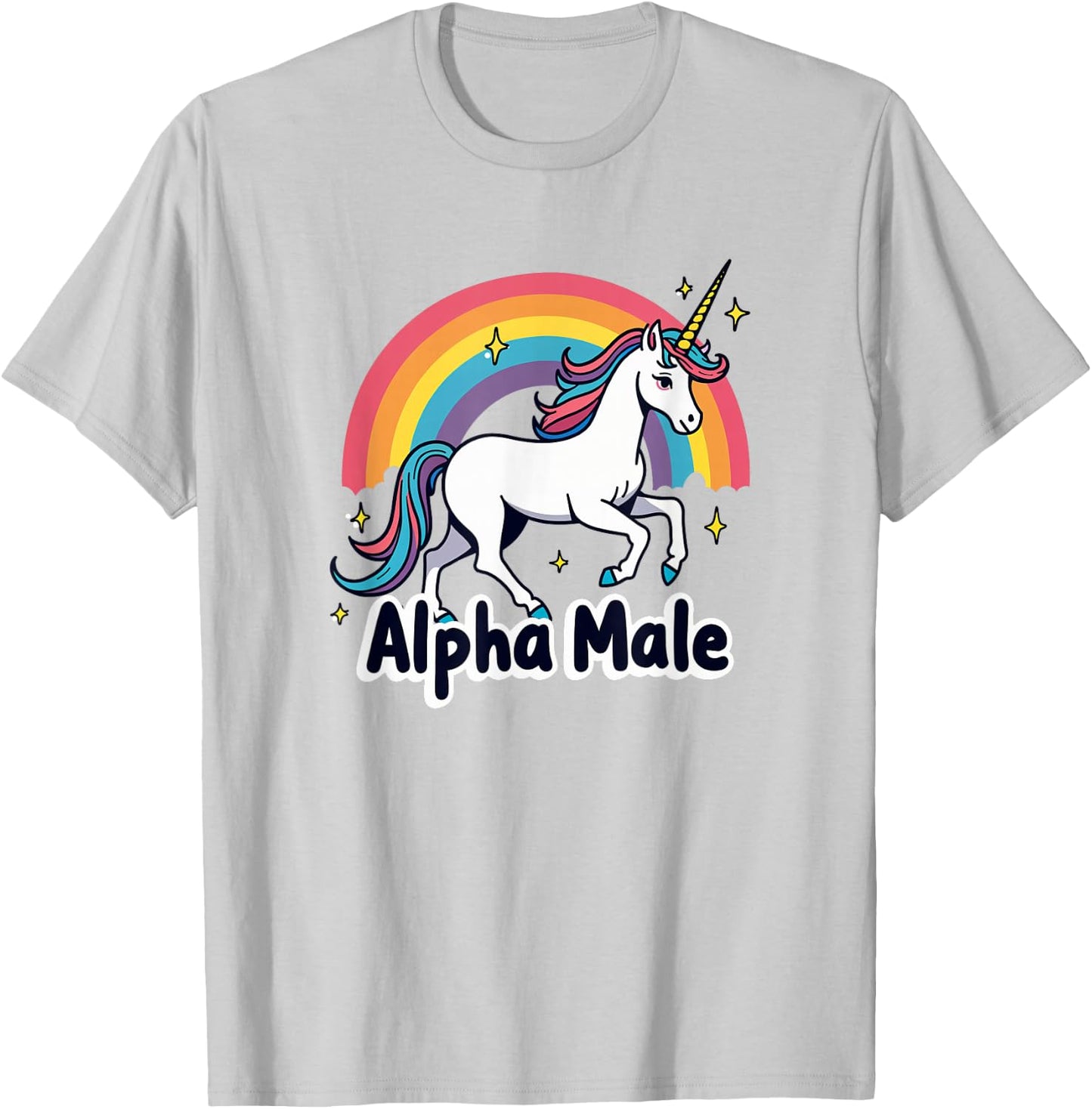 Alpha Male Rainbow Unicorn Weird AlphaMale Meme Pink T-Shirt - T-Shirt | Ash